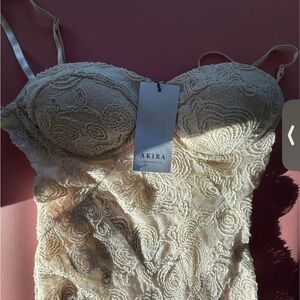 AKIRA Cream Lace Bustier